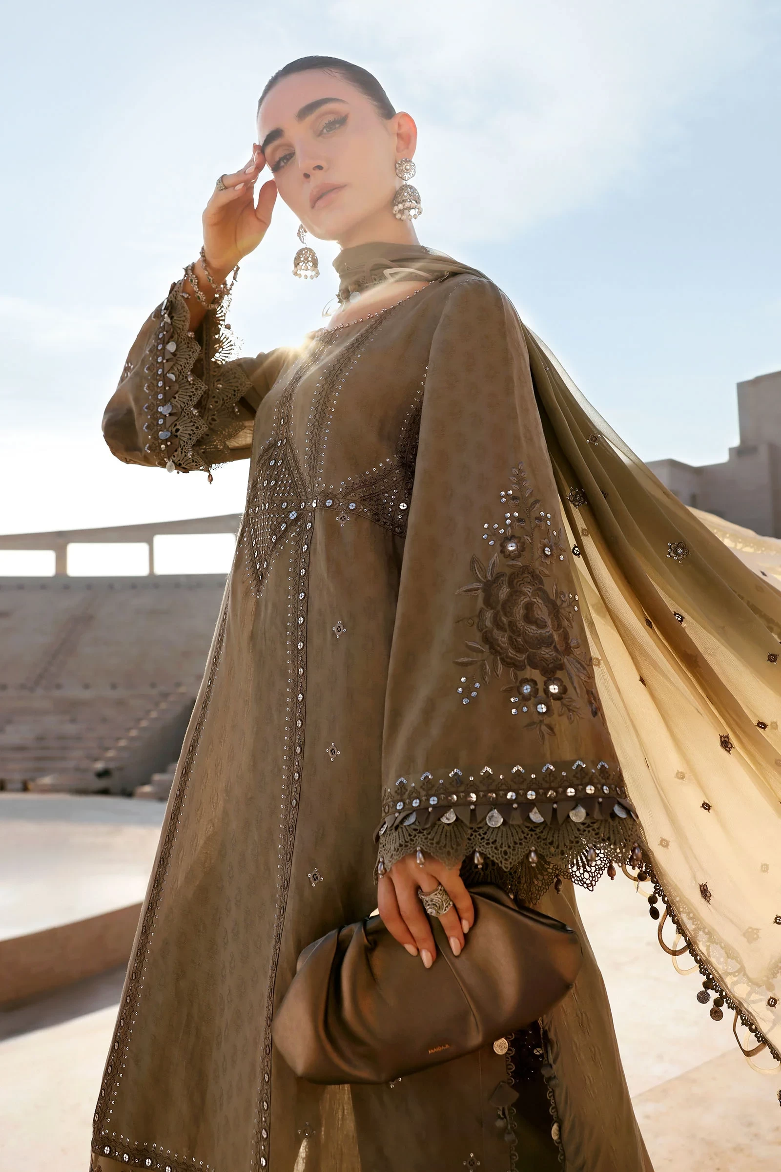 3 Piece Embroidered Jacquard Lawn Suit - D-2602-A-Default