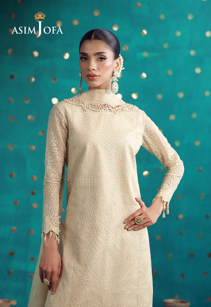 Embroidered Javeria Net - AJULFB-02-UNS