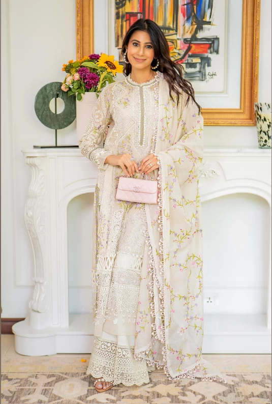 Luxury Lawn Woven Net Suit - L261-005-CV