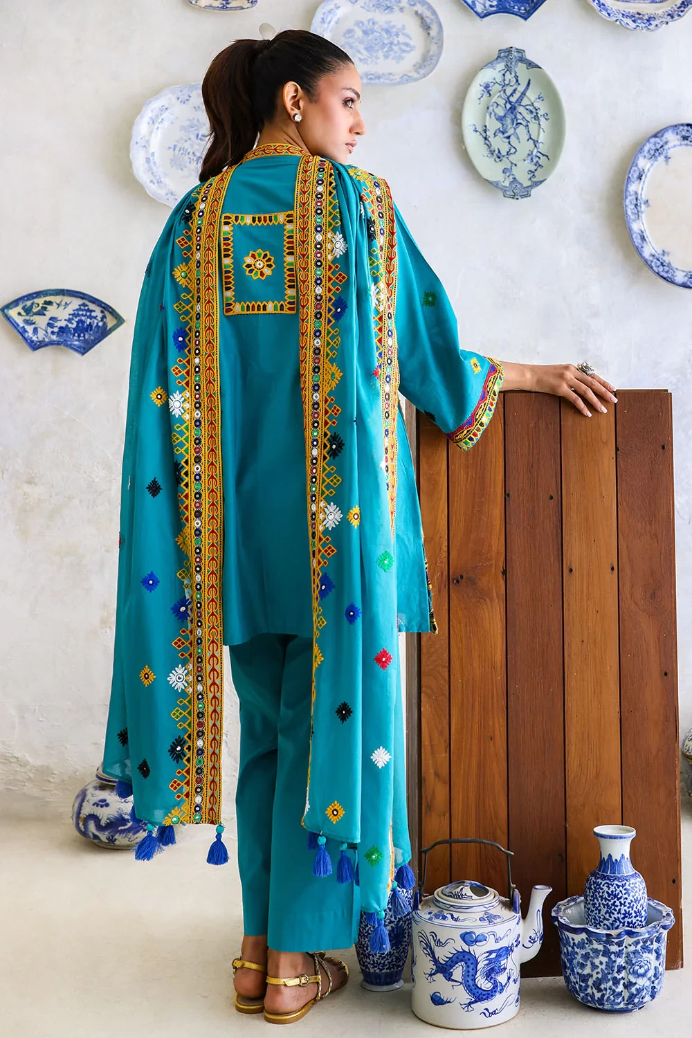 3 Piece Embroidered Lawn Suit with Lawn Dupatta and Borders CL-52569 - W-FB-FS-2