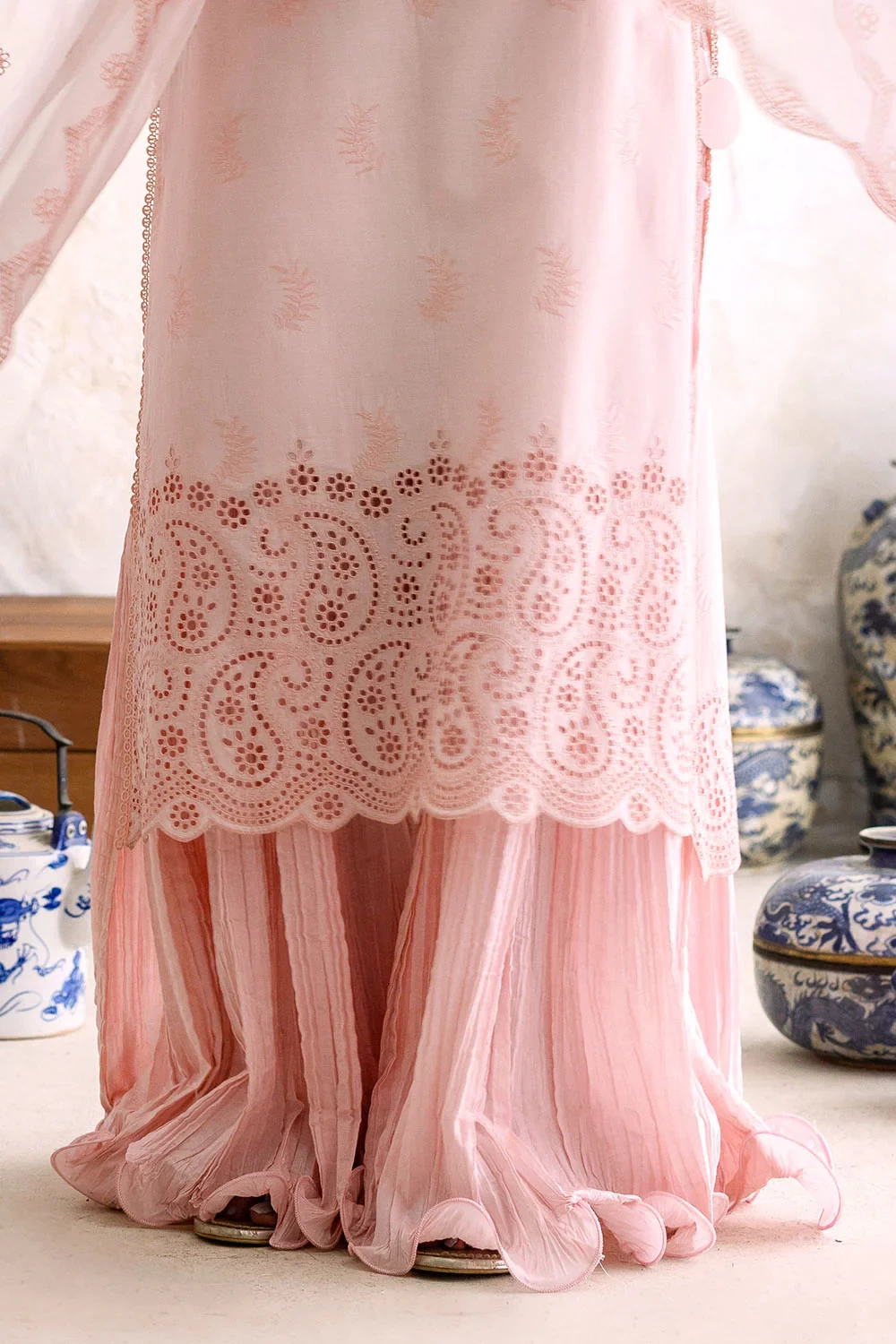 3 Piece Schiffli Embroidered Lawn Suit with Chiffon Dupatta PM-62061 - W-FB-FS-2