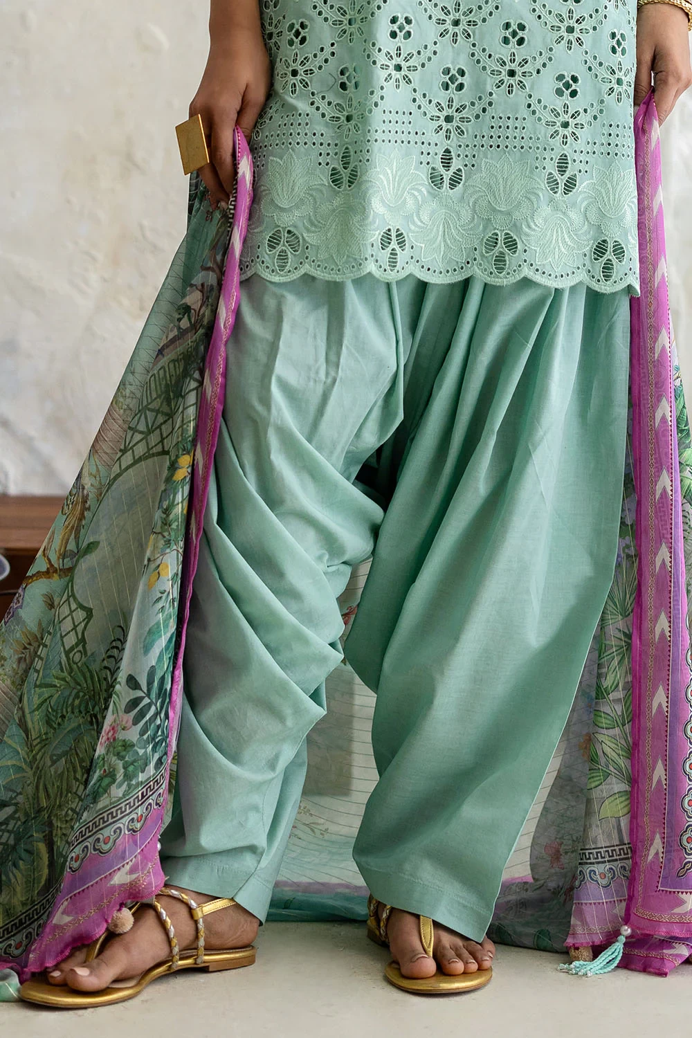 3 Piece Schiffli Embroidered Lawn Suit with Silk Dupatta S-62013 - W-FB-FS-26-45