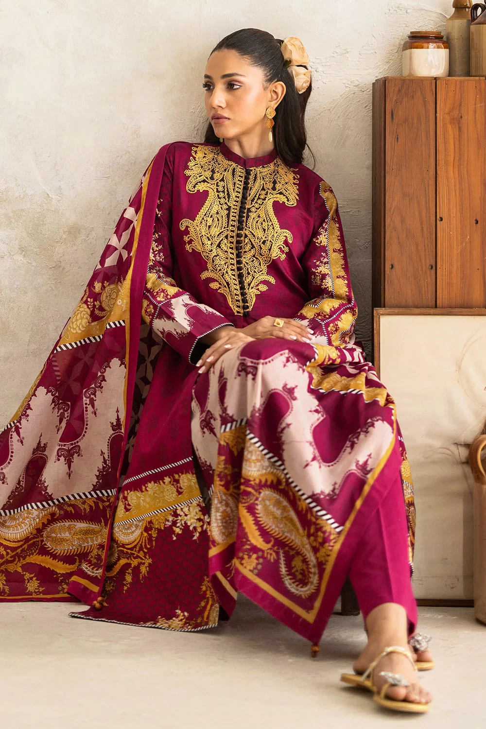 3 Piece Printed Lawn Suit with Embroidered Neckline CL-52076 - W-FB-FS-26-455979