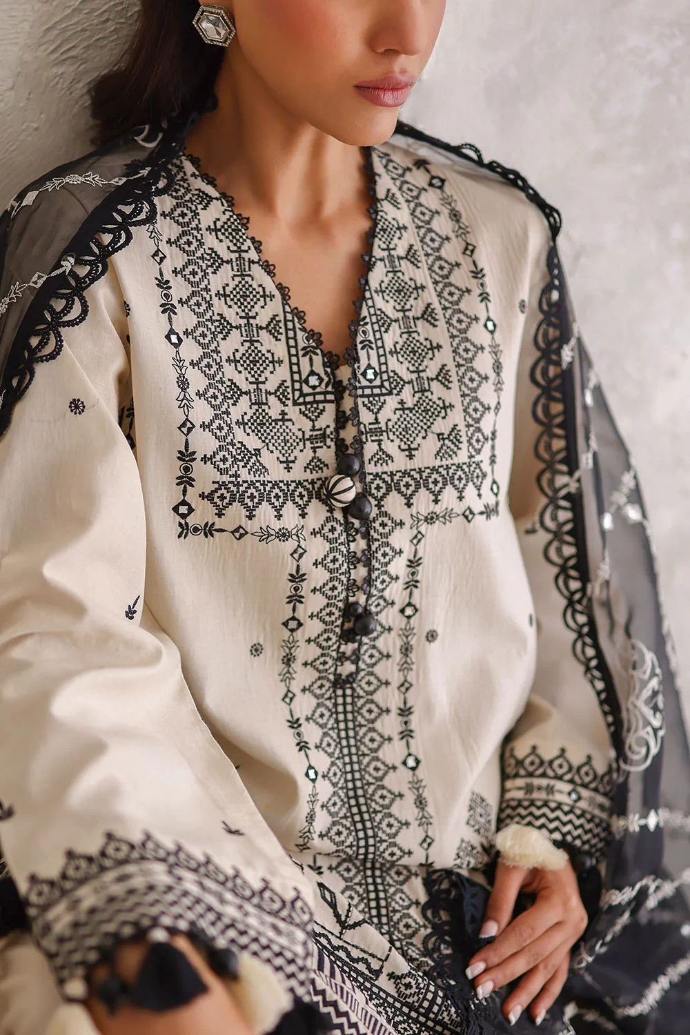 3 Piece Embroidered Lawn Suit with Organza Dupatta and Borders PM-62055 - W-FB-F