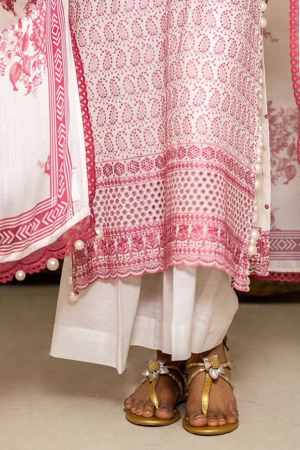 3 Piece Schiffli Embroidered Lawn Suit with Silk Dupatta S-62011 - W-FB-FS-26-45