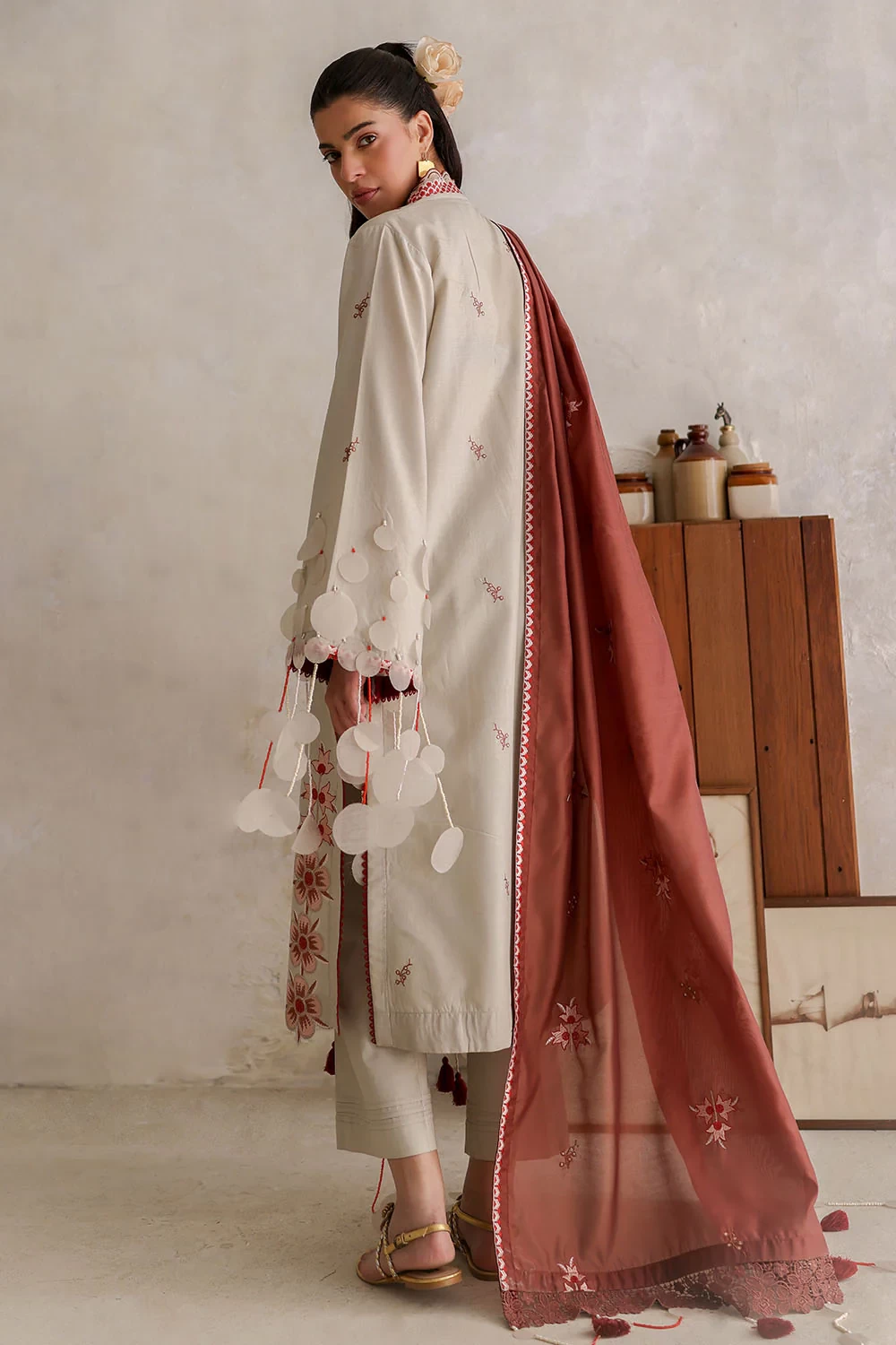 3 Piece Embroidered Lawn Suit with Paper Cotton Dupatta and Borders PM-62056 - W
