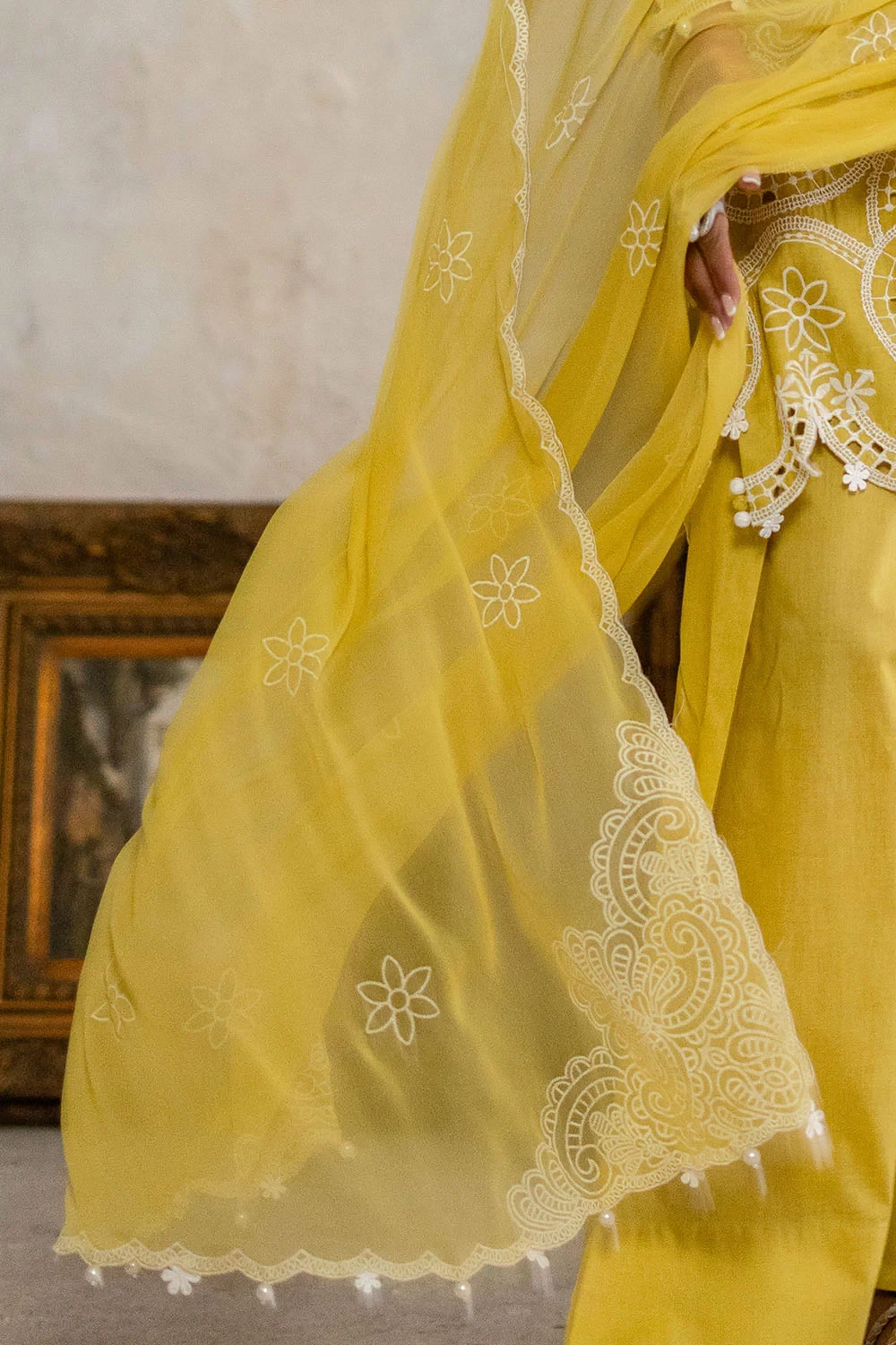 3 Piece Embroidered Lawn Suit with Lacquer Printed Chiffon Dupatta BM-62019 -  W