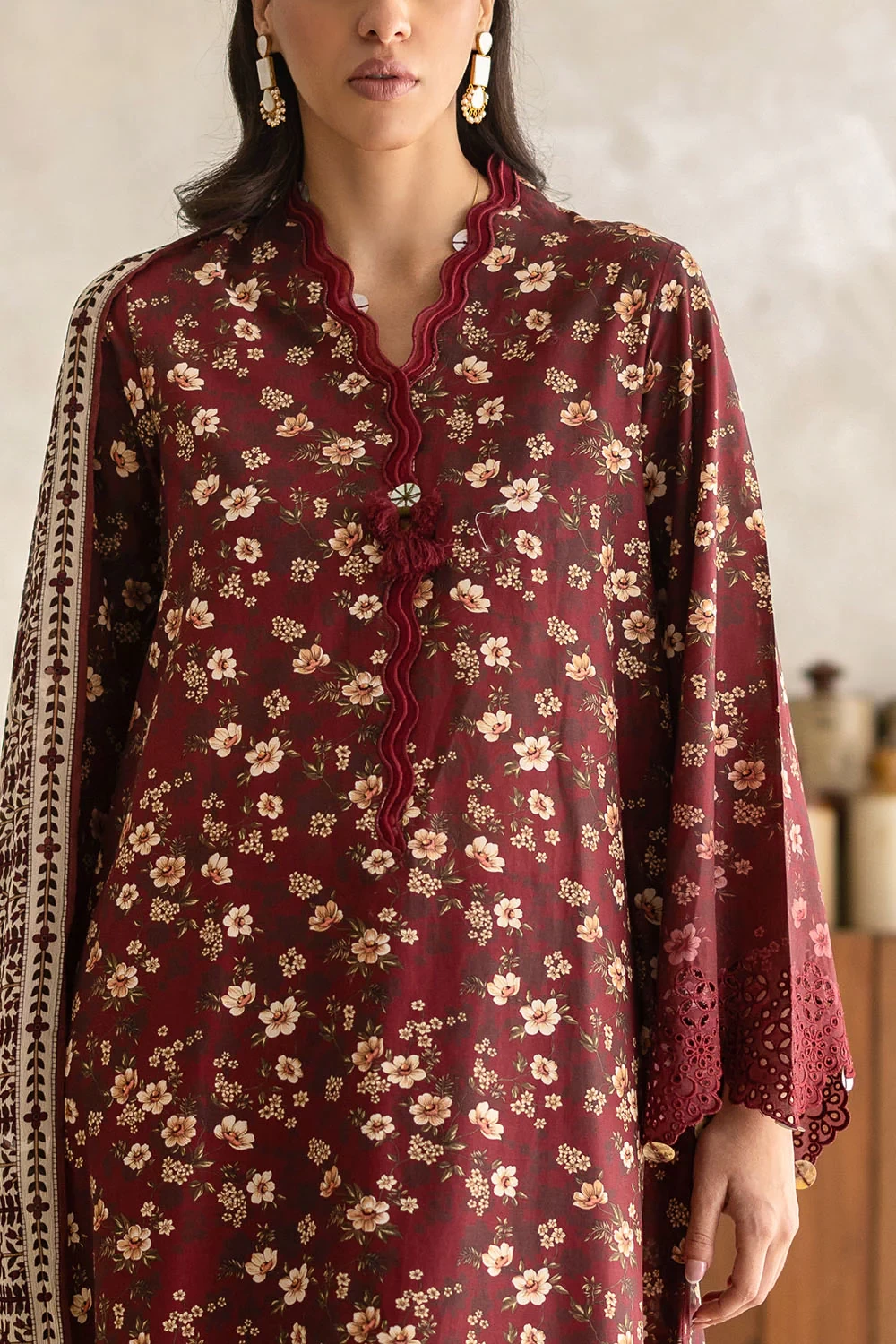 3 Piece Embroidered Printed Lawn Suit with Chiffon Dupatta BM-62023 - W-FB-FS-26