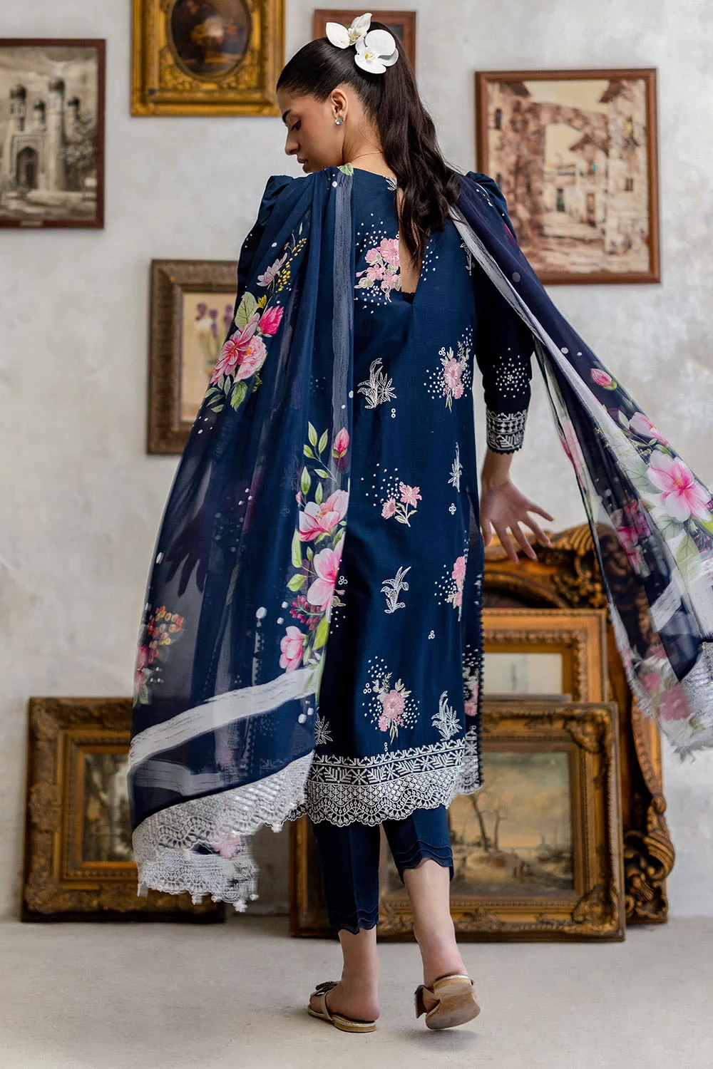 3 Piece Embroidered Lawn Suit with Chiffon Dupatta and Borders PM-62043 - W-FB-F