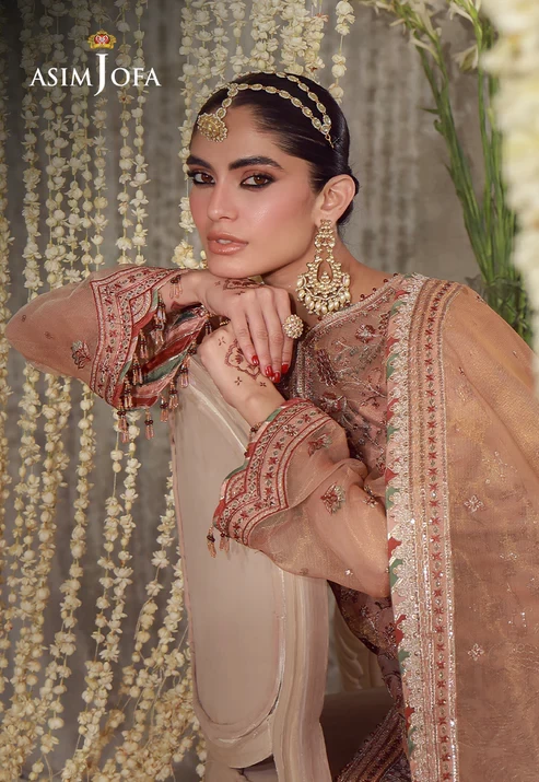 AJULFE-12 Embroidered Zari Check Net 3 Pcs