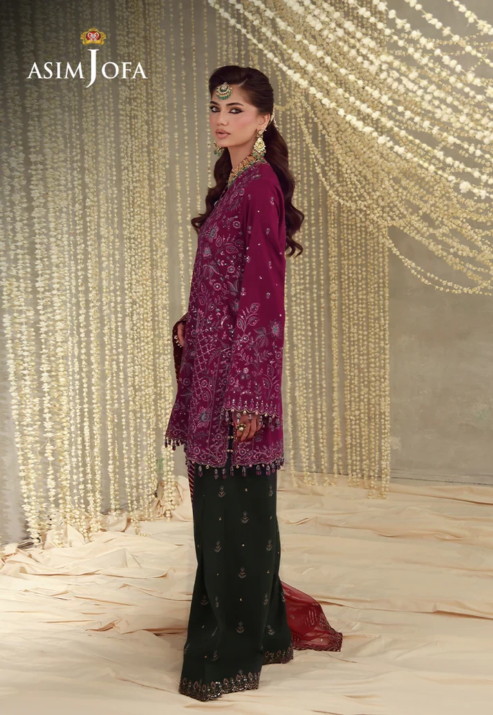AJULFE-05 Embroidered Raw Silk 3 Pcs