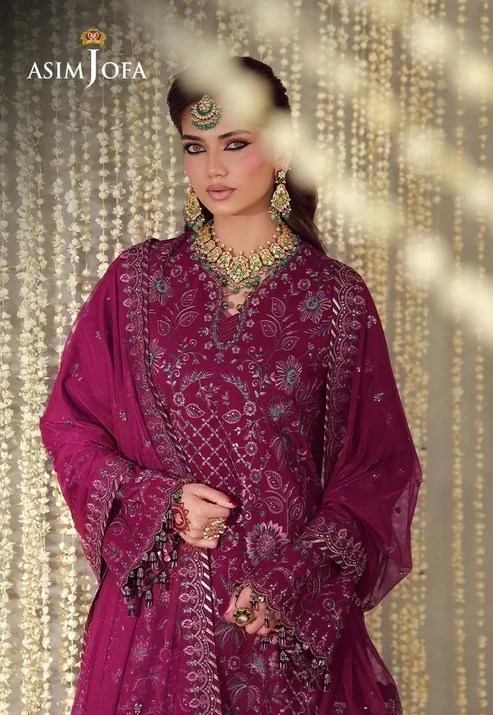 AJULFE-05 Embroidered Raw Silk 3 Pcs