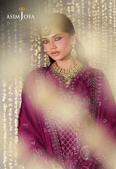 AJULFE-05 Embroidered Raw Silk 3 Pcs