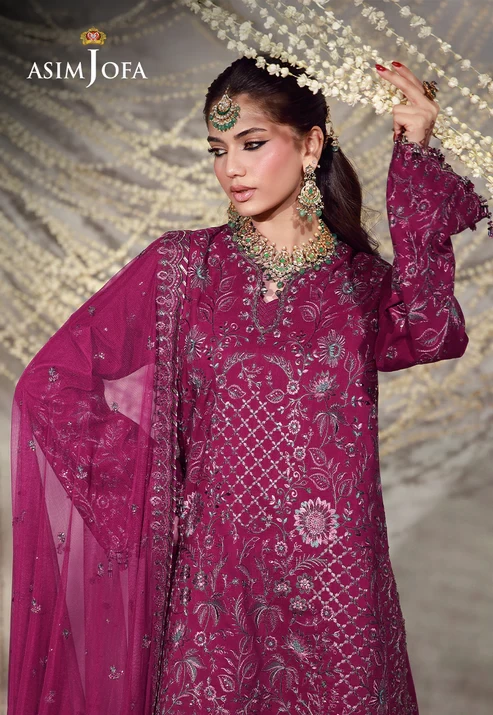 AJULFE-05 Embroidered Raw Silk 3 Pcs