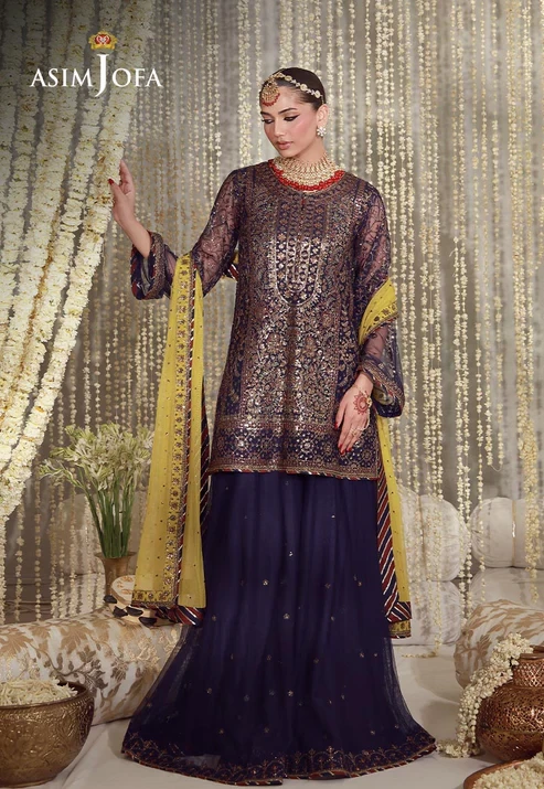 AJULFE-04 Embroidered Poly Net 3 Pcs