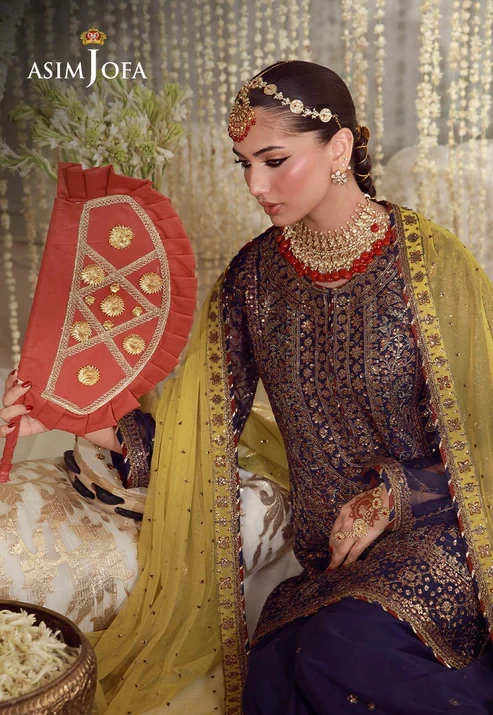 AJULFE-04 Embroidered Poly Net 3 Pcs