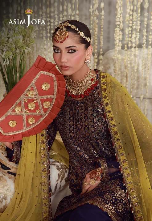 AJULFE-04 Embroidered Poly Net 3 Pcs