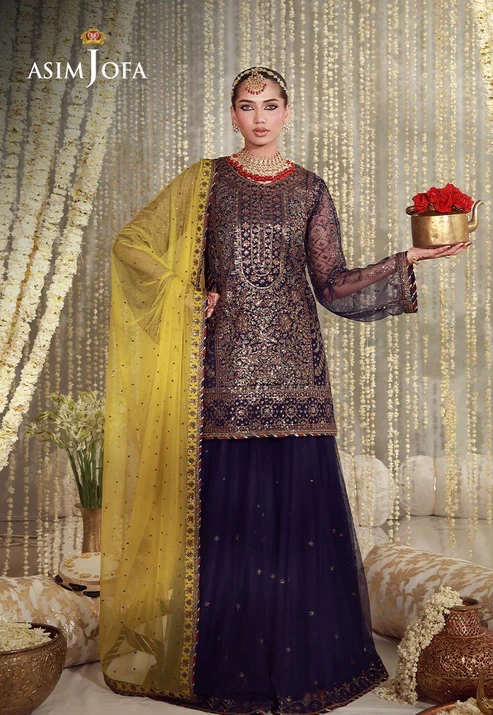 AJULFE-04 Embroidered Poly Net 3 Pcs