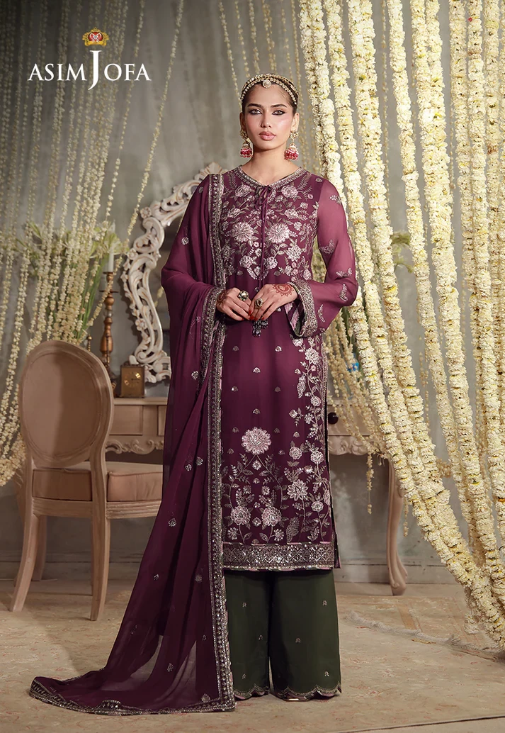 AJULFE-11 Embroidered Chiffon 3 Pcs