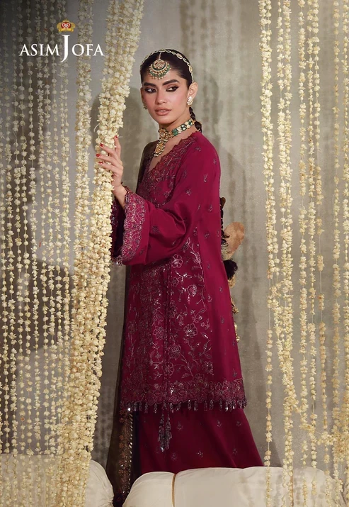 AJULFE-06 Embroidered Raw Silk 3 Pcs