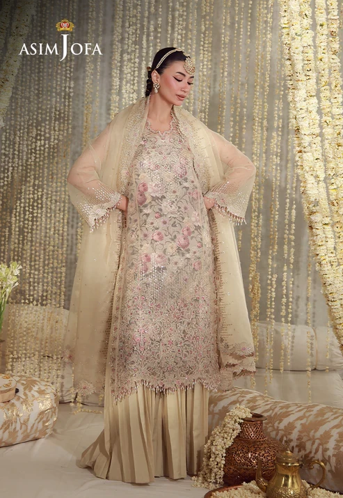 AJULFE-07 Embroidered Organza 4 Pcs