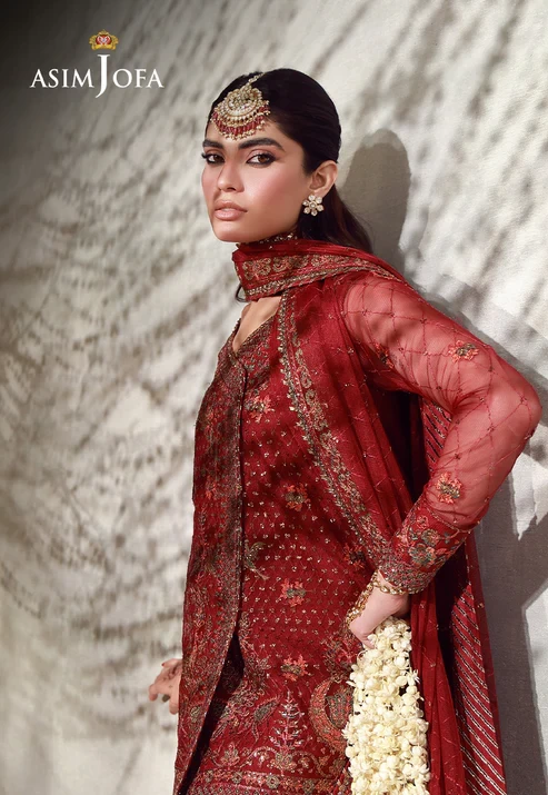 AJULFE-08 Embroidered Poly Net 3 Pcs
