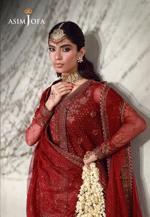 AJULFE-08 Embroidered Poly Net 3 Pcs