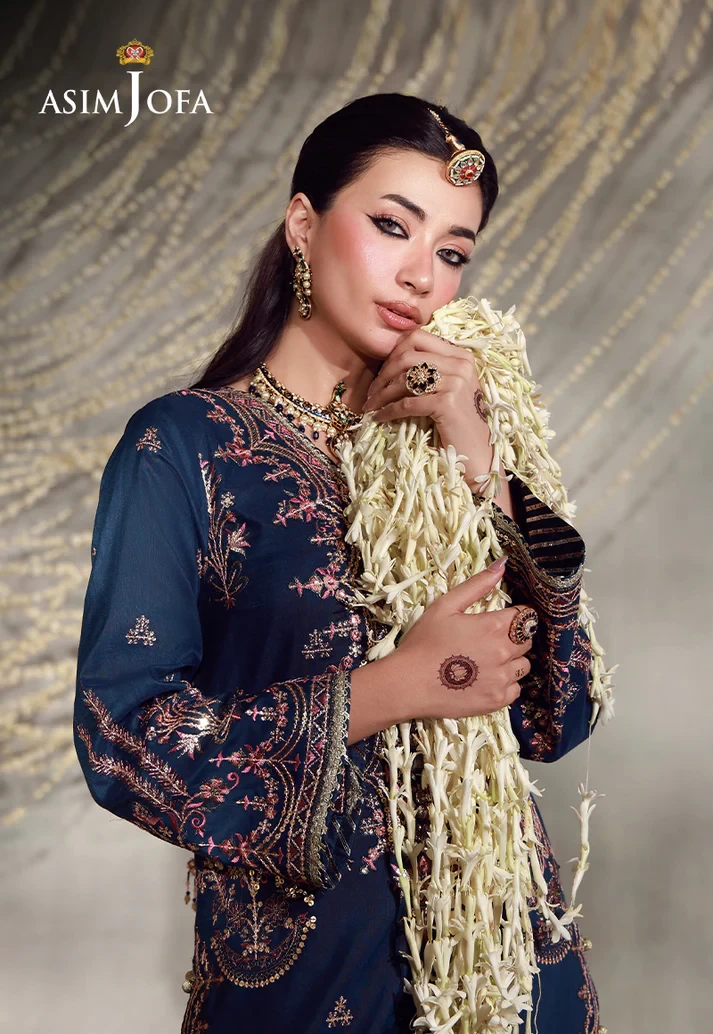 AJULFE-13 Embroidered Slub Lawn 3 Pcs