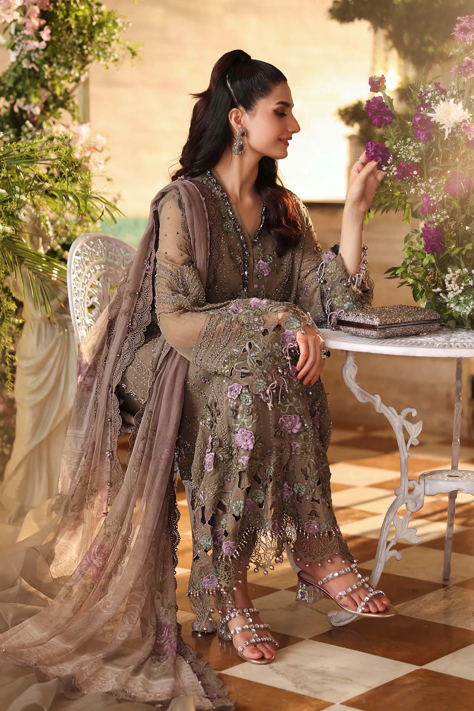 3 Piece Embroidered Chiffon Suit - MPC-26-102