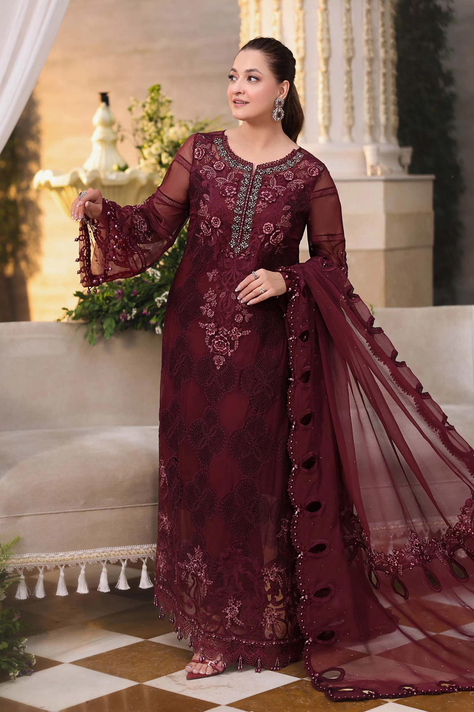 3 Piece Embroidered Chiffon Suit - MPC-26-108