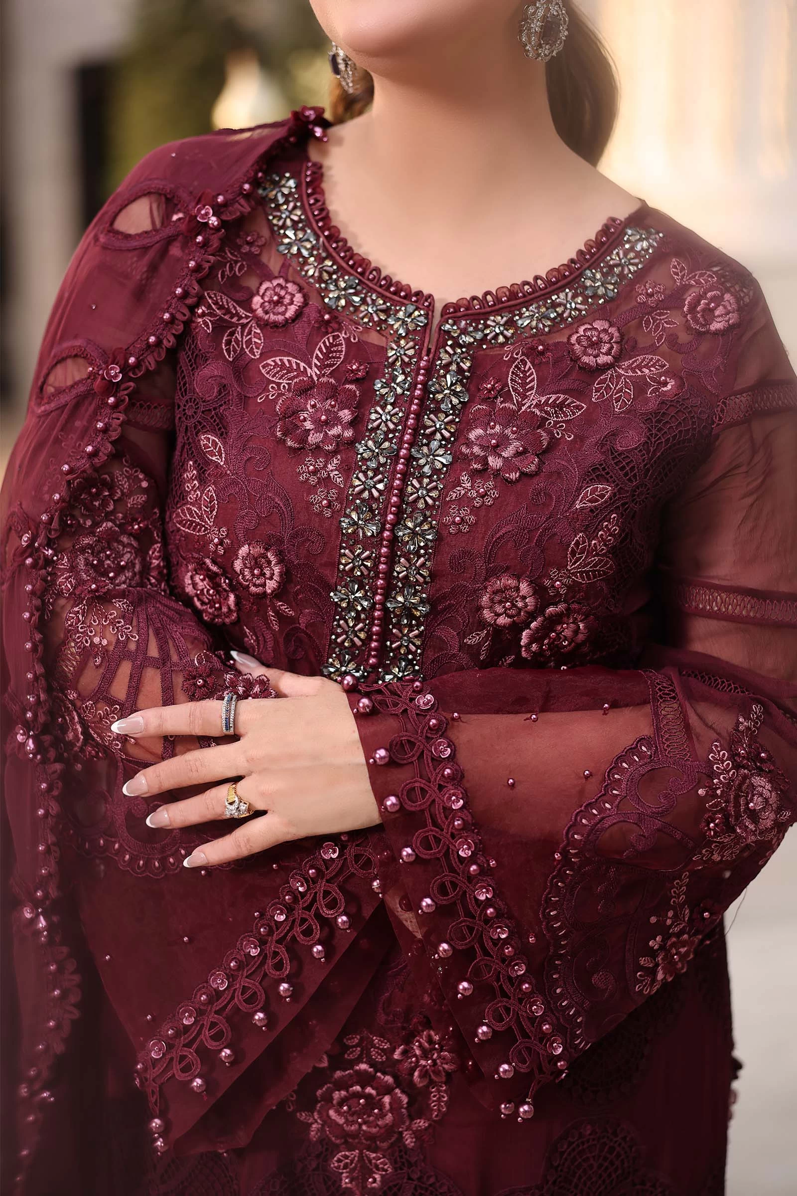 3 Piece Embroidered Chiffon Suit - MPC-26-108