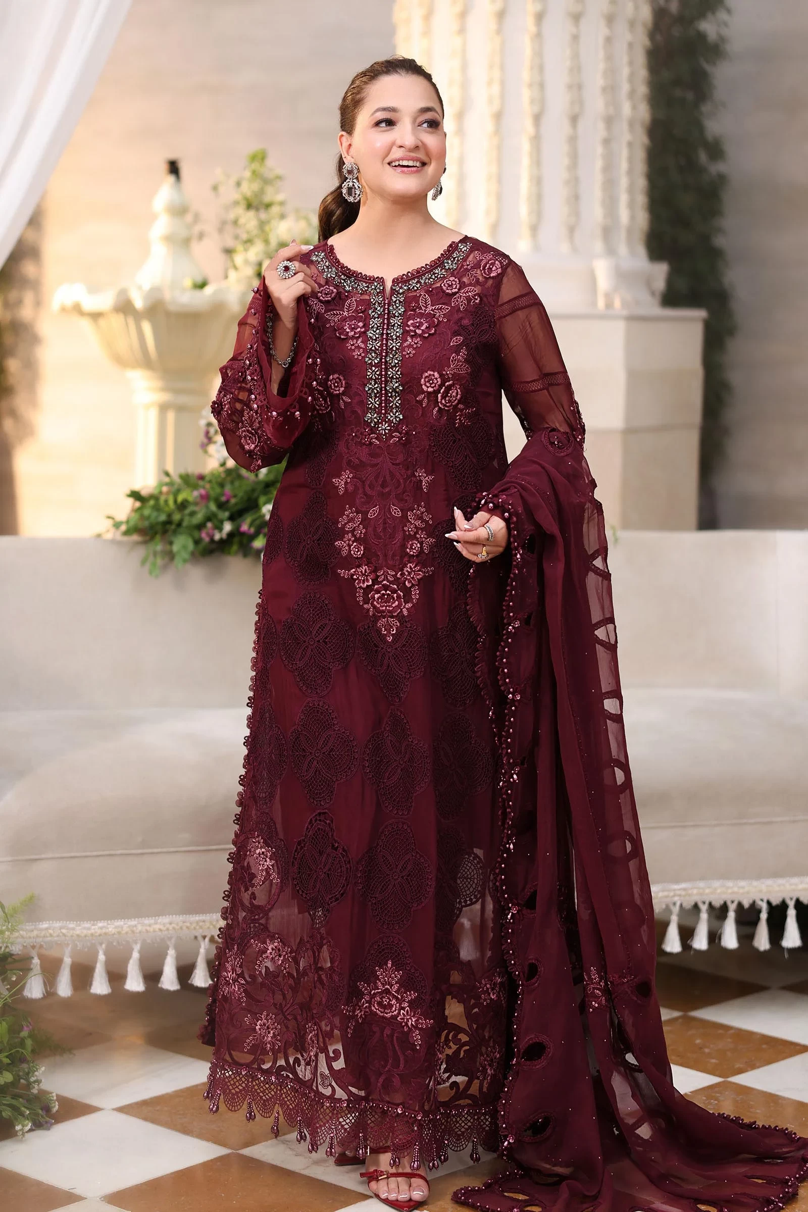 3 Piece Embroidered Chiffon Suit - MPC-26-108