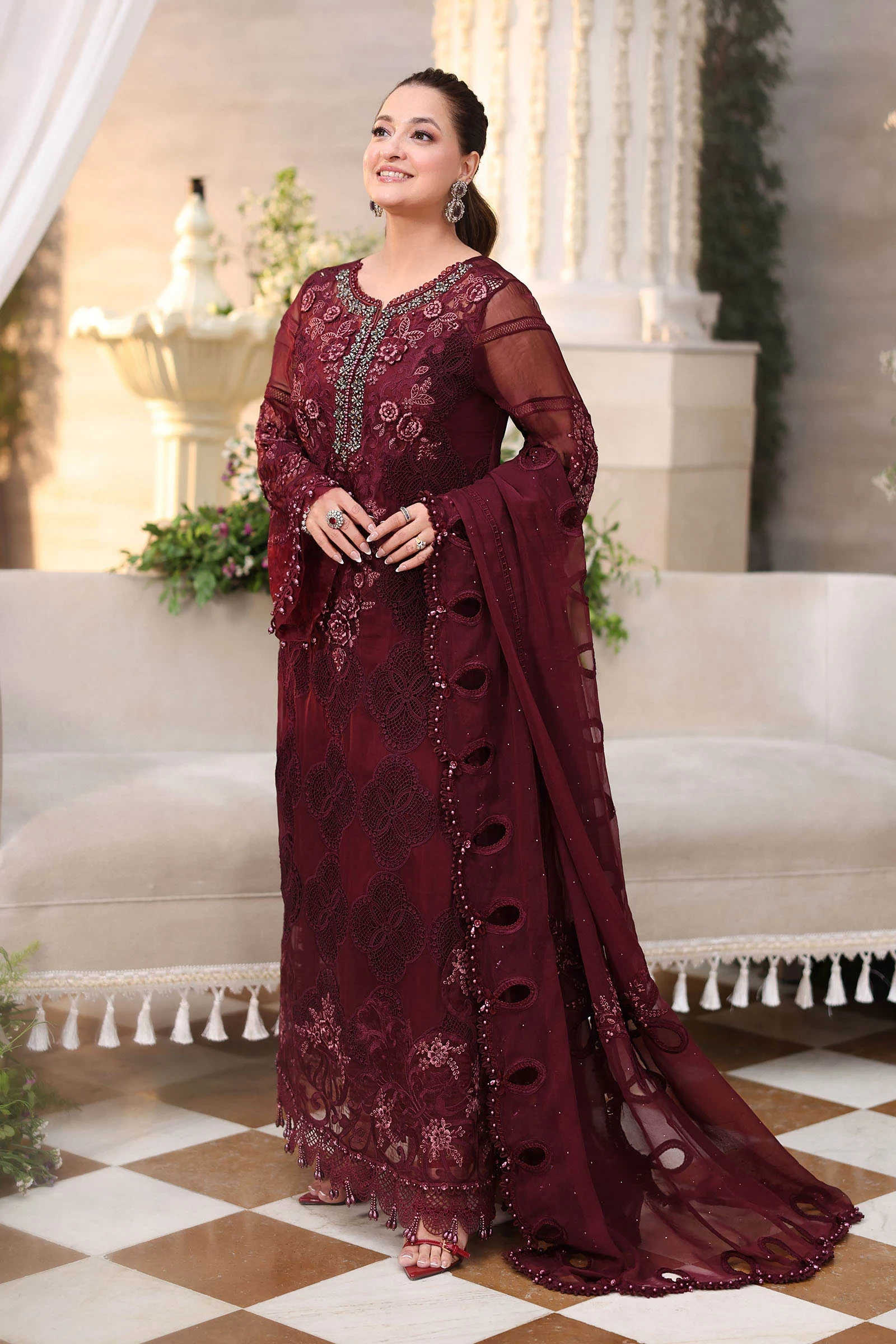 3 Piece Embroidered Chiffon Suit - MPC-26-108