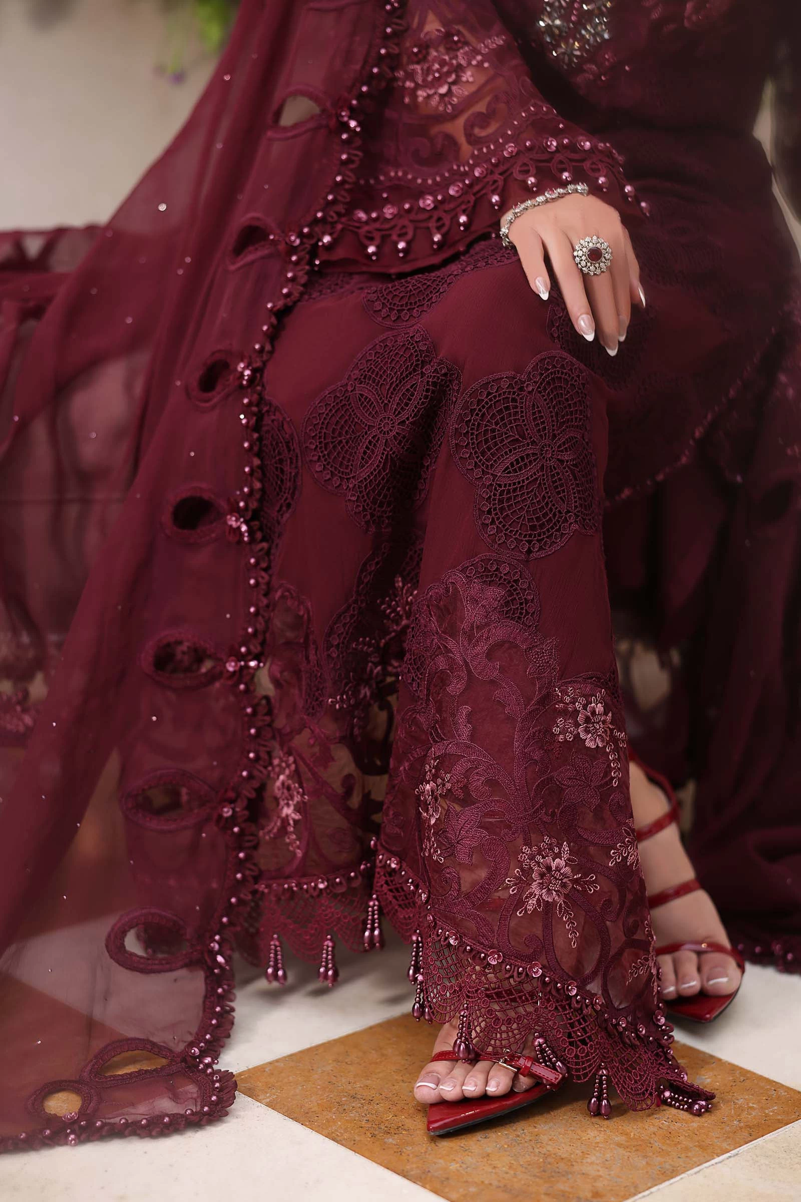 3 Piece Embroidered Chiffon Suit - MPC-26-108