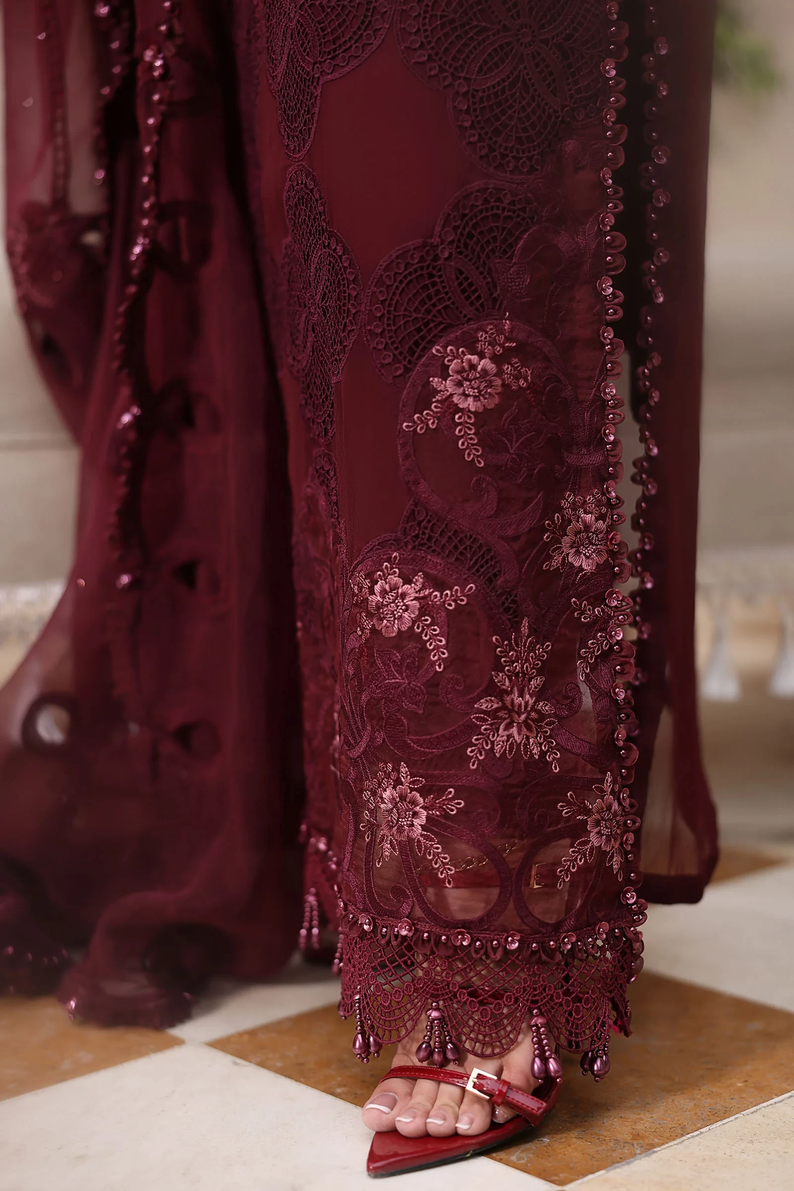 3 Piece Embroidered Chiffon Suit - MPC-26-108