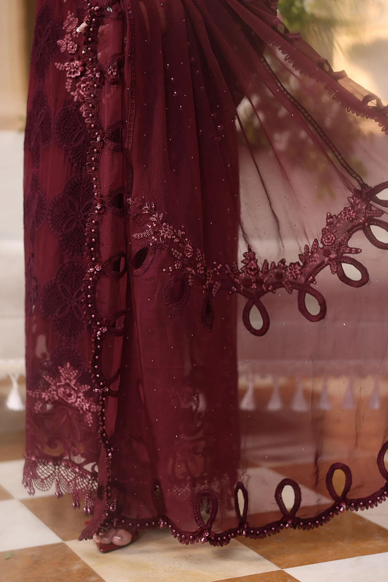 3 Piece Embroidered Chiffon Suit - MPC-26-108