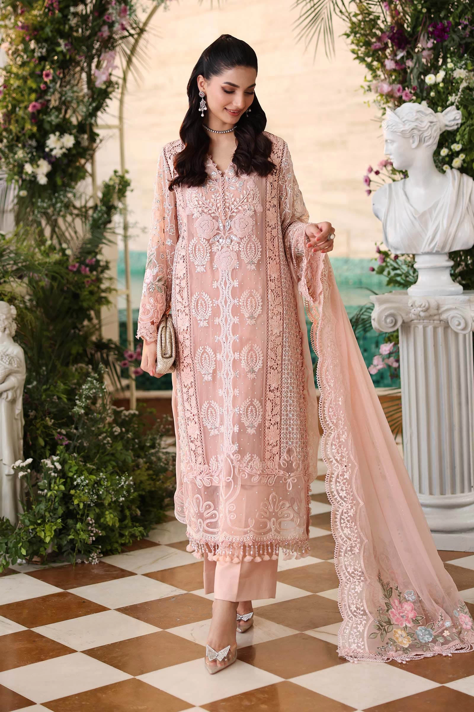 3 Piece Embroidered Chiffon Suit - MPC-26-104