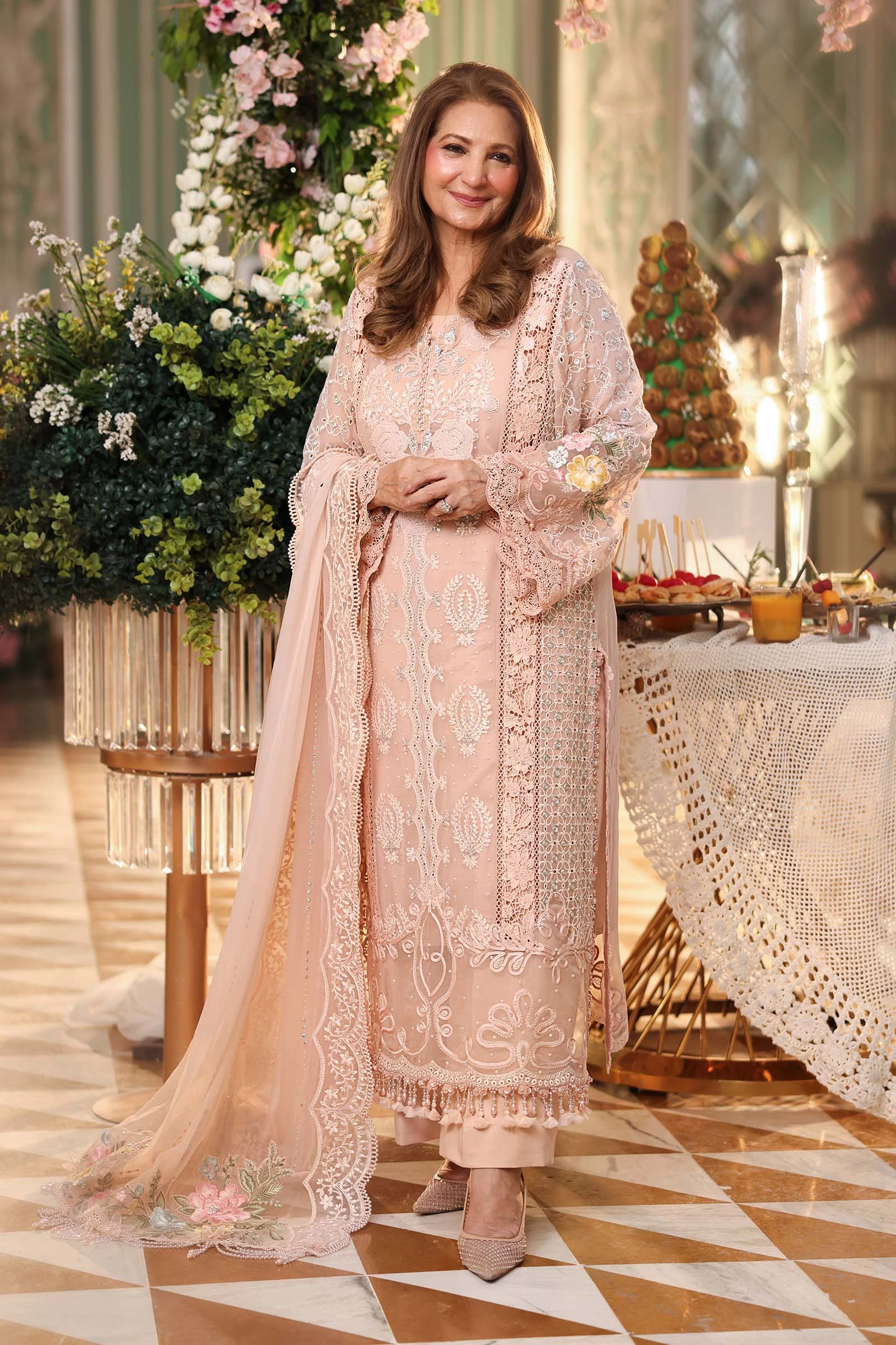 3 Piece Embroidered Chiffon Suit - MPC-26-104