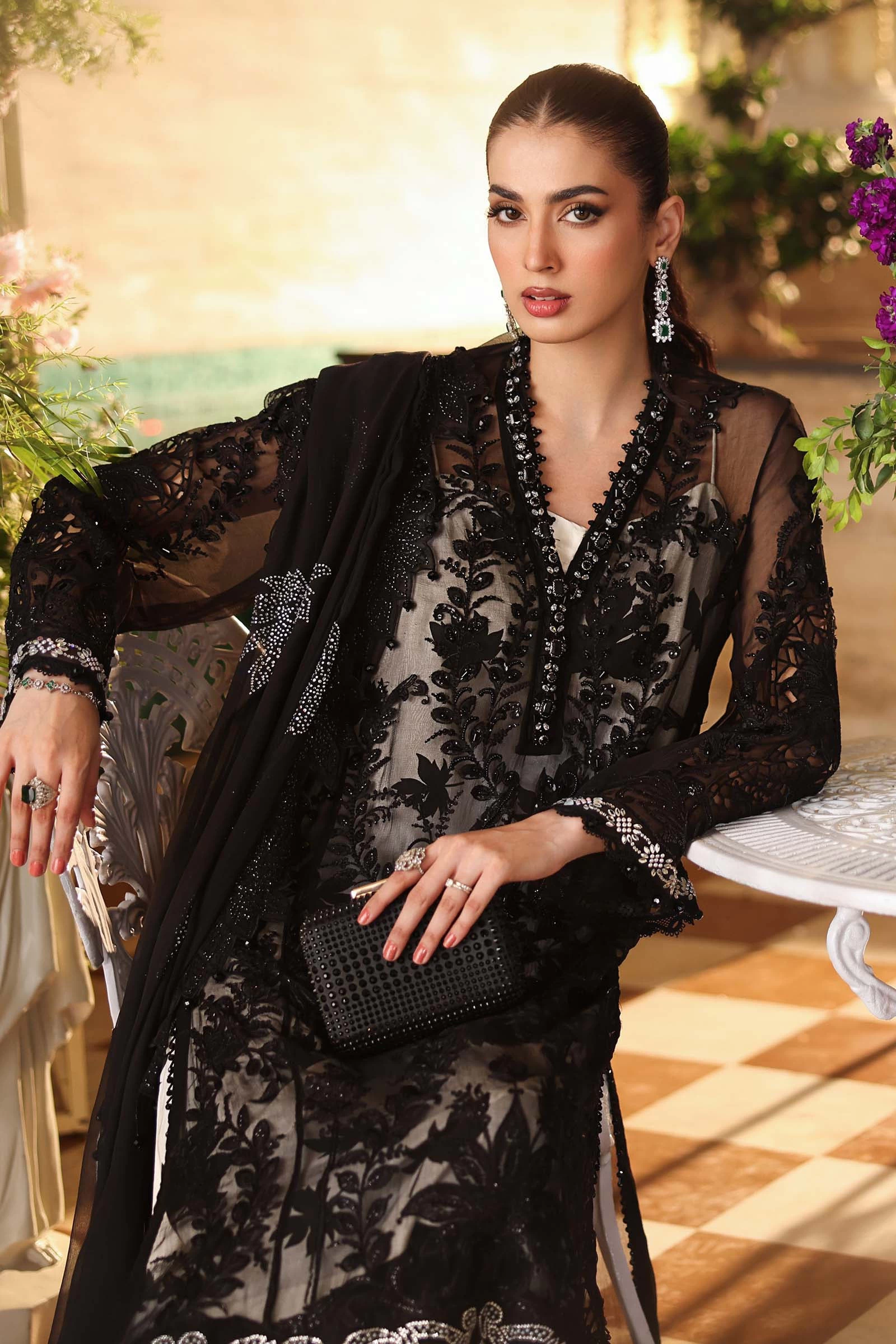 3 Piece Embroidered Chiffon Suit - MPC-26-101