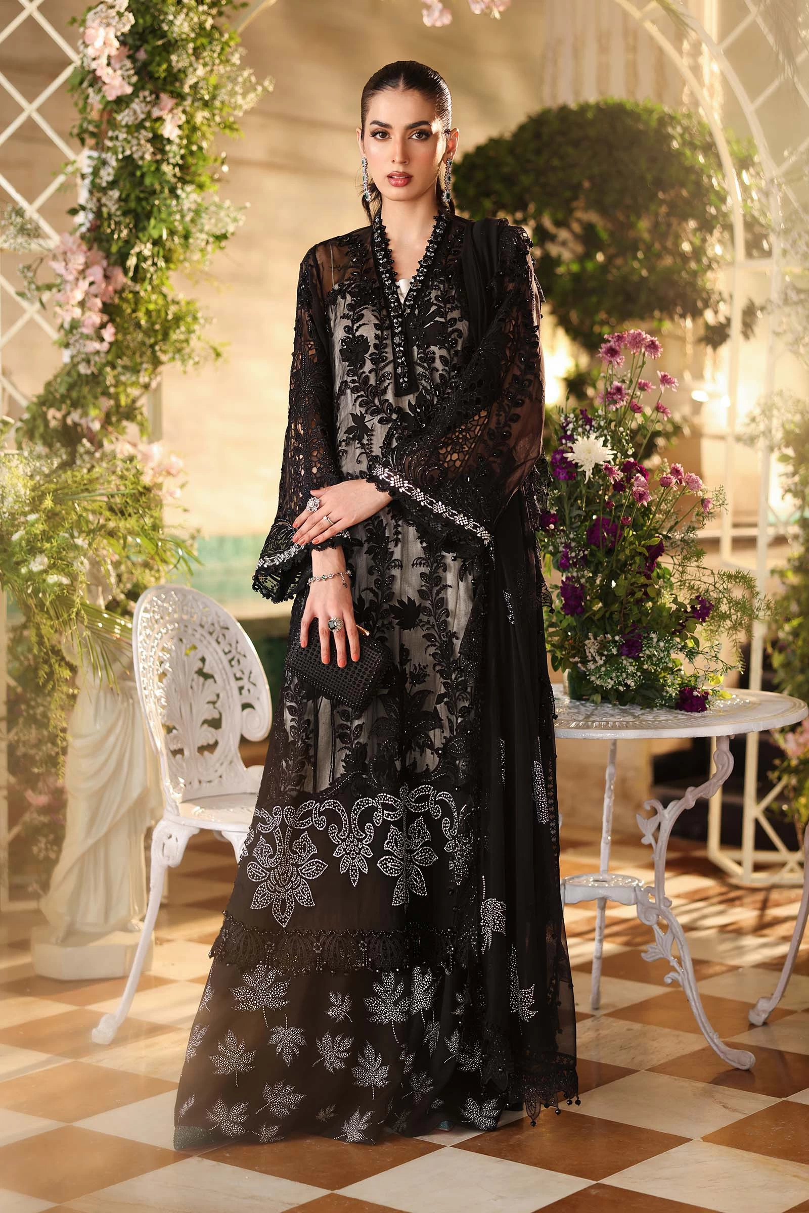 3 Piece Embroidered Chiffon Suit - MPC-26-101
