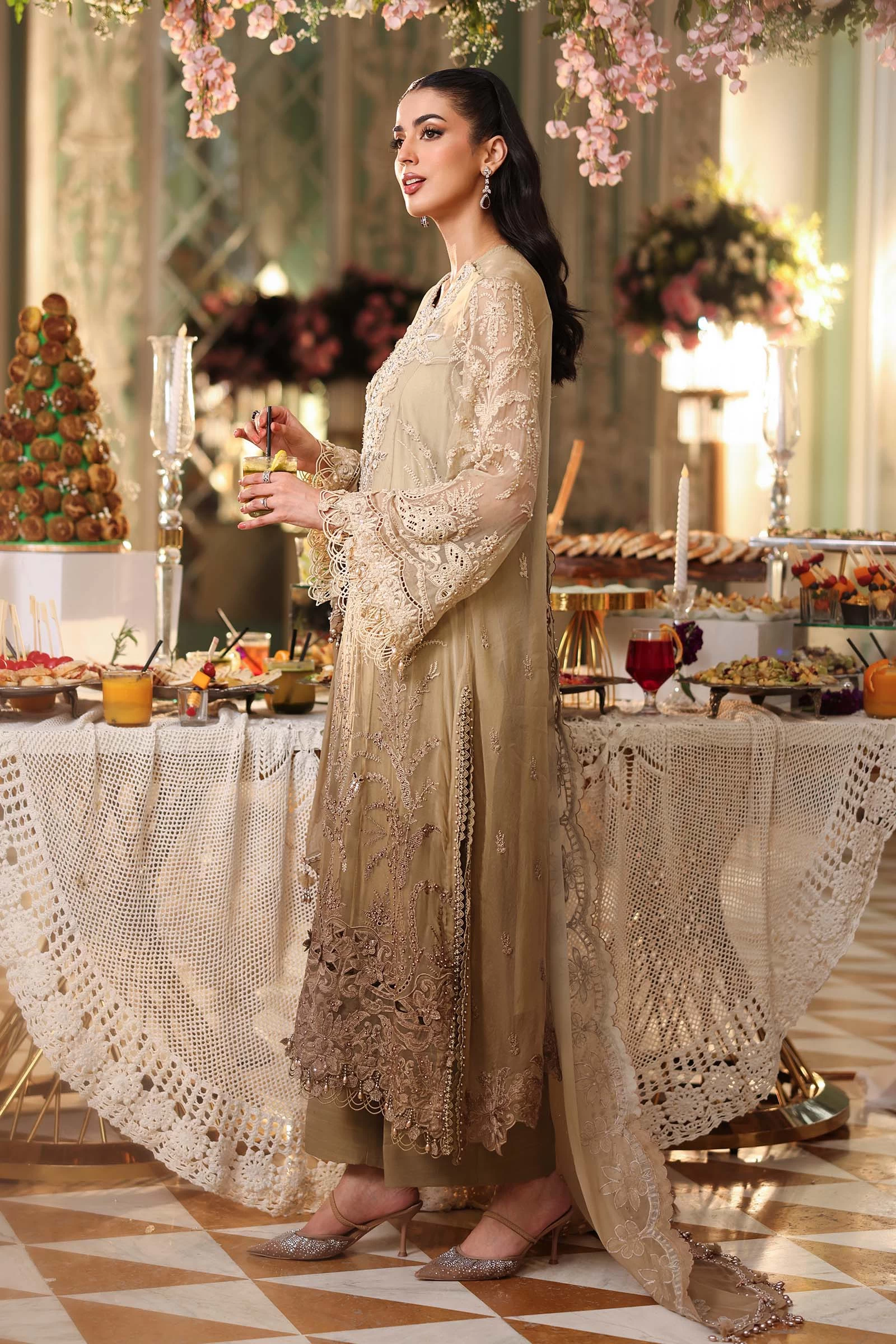 3 Piece Embroidered Chiffon Suit - MPC-26-103