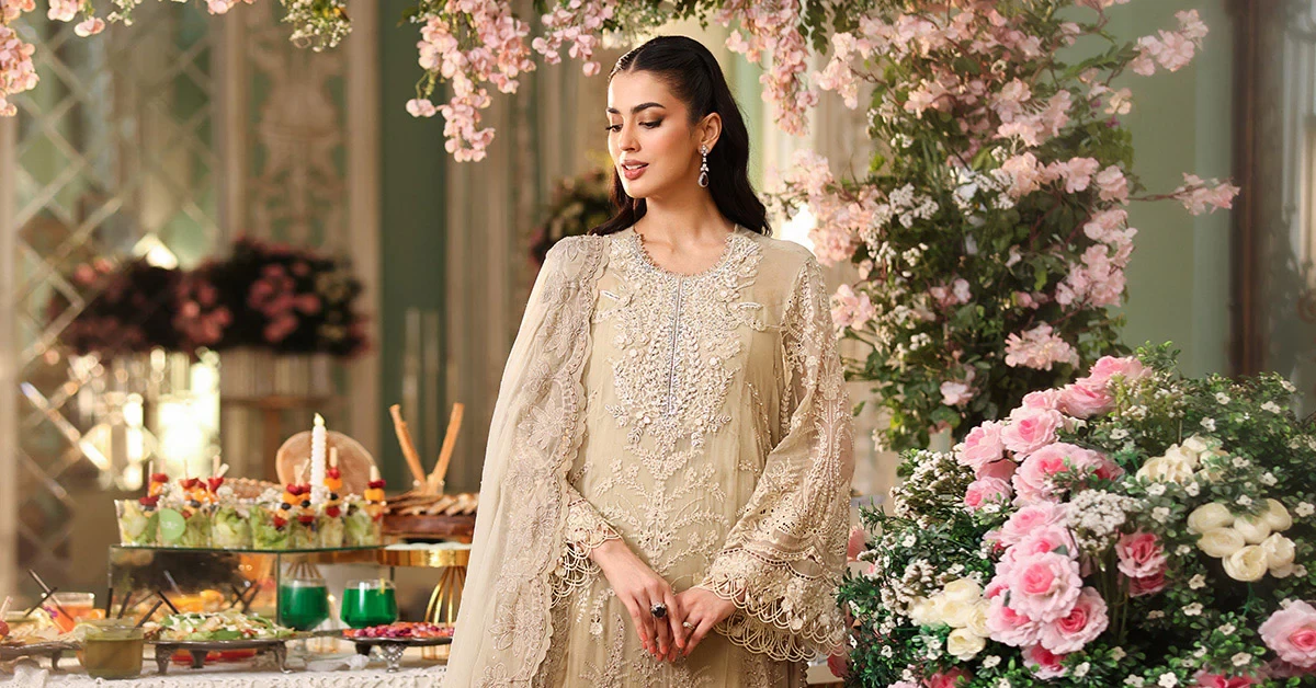 3 Piece Embroidered Chiffon Suit - MPC-26-103