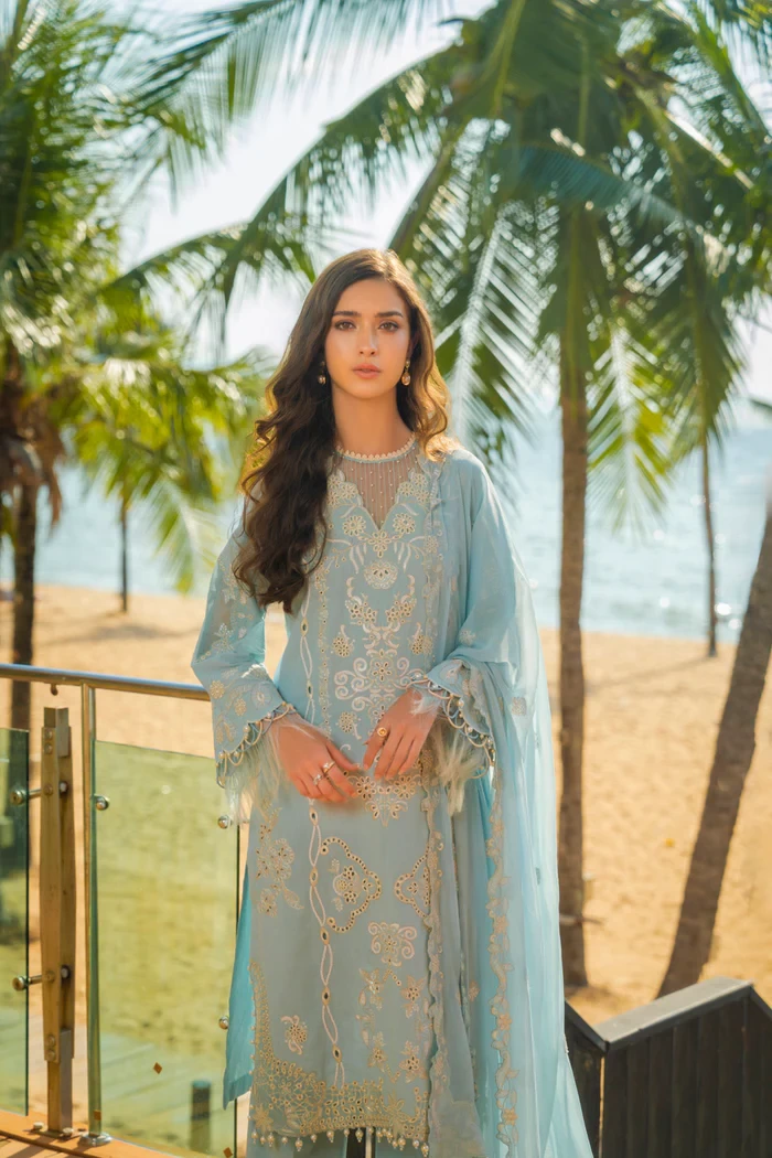 RTS | SHIRT, TROUSER & DUPATTA - SL-02-26-Sky Blue