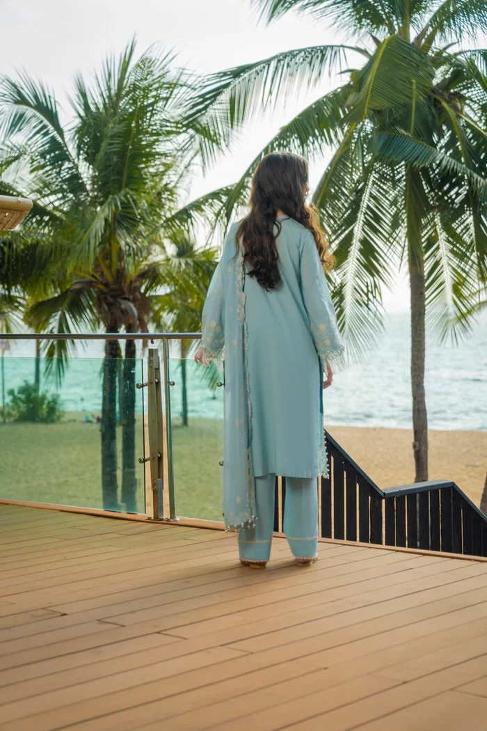RTS | SHIRT, TROUSER & DUPATTA - SL-02-26-Sky Blue