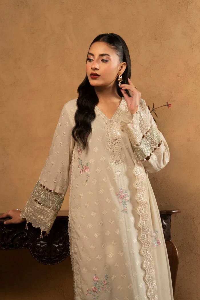 RTS | SHIRT, TROUSER & DUPATTA - SL-03-26-Off-white