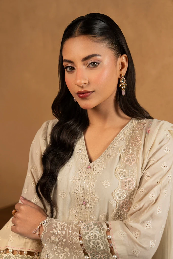 RTS | SHIRT, TROUSER & DUPATTA - SL-03-26-Off-white