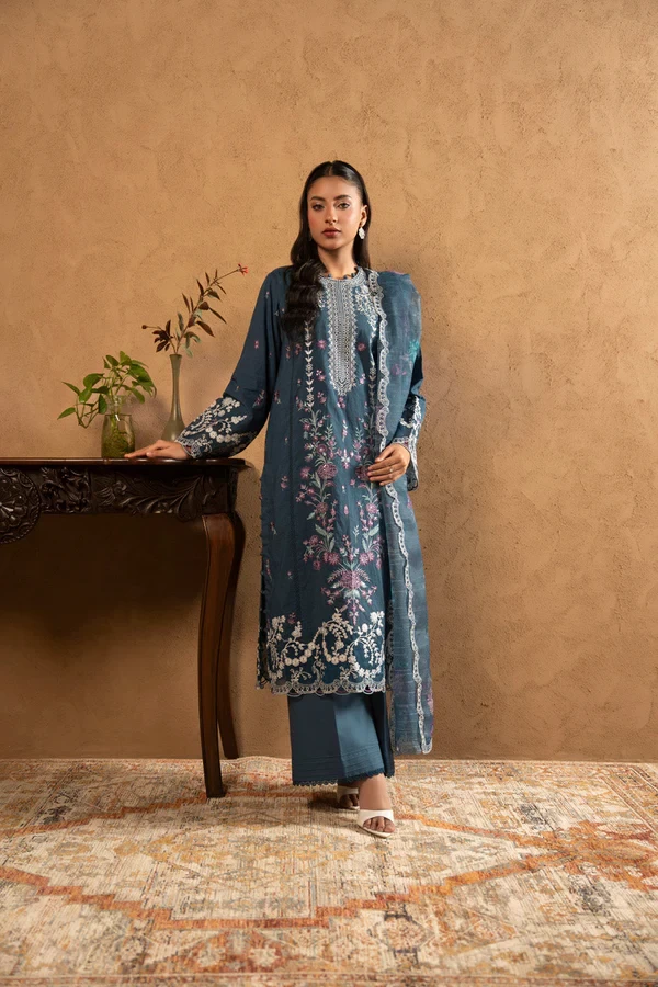 RTS | SHIRT, TROUSER & DUPATTA -  SL-16-26-Teal Blue