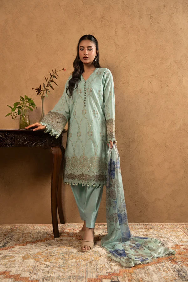 RTS | SHIRT, TROUSER & DUPATTA - SL-19-26-Light Blue