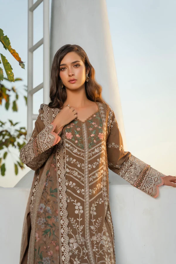 RTS | SHIRT, TROUSER & DUPATTA - SL-24-26-Brown