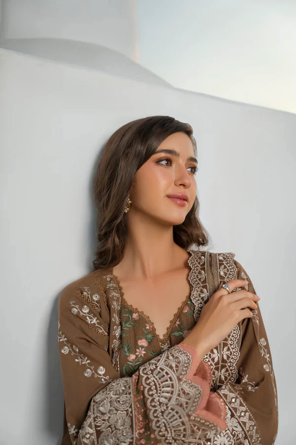 RTS | SHIRT, TROUSER & DUPATTA - SL-24-26-Brown